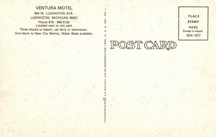 Ventura Motel - Postcard